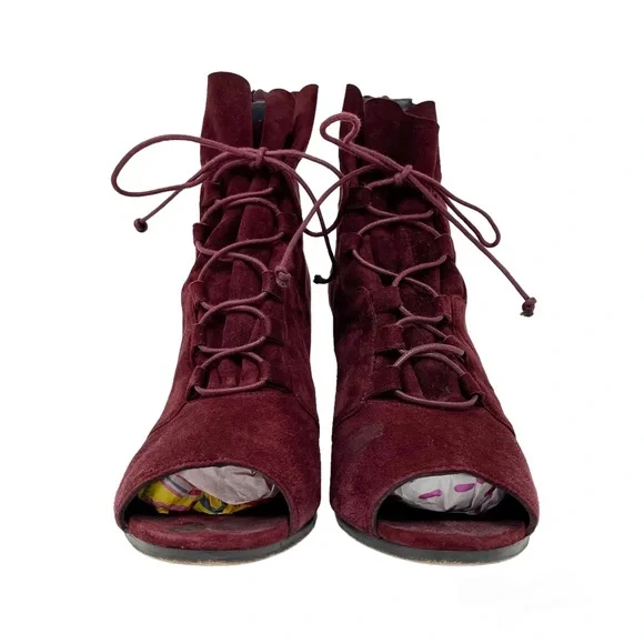 Stuart Weitzman Bound Lace-Up Peep Toe Bootie Women’s 10 - Picture 7 of 11